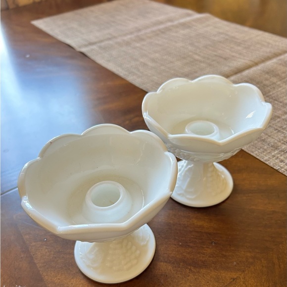 MILK GLASS Candle Stick holders - Picture 4 of 9